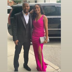 Fushia X-Back Slit Gown